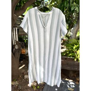 Haven Well Within Organic Cotton Gauze Green White Stripe SS Sleep Dress Size M